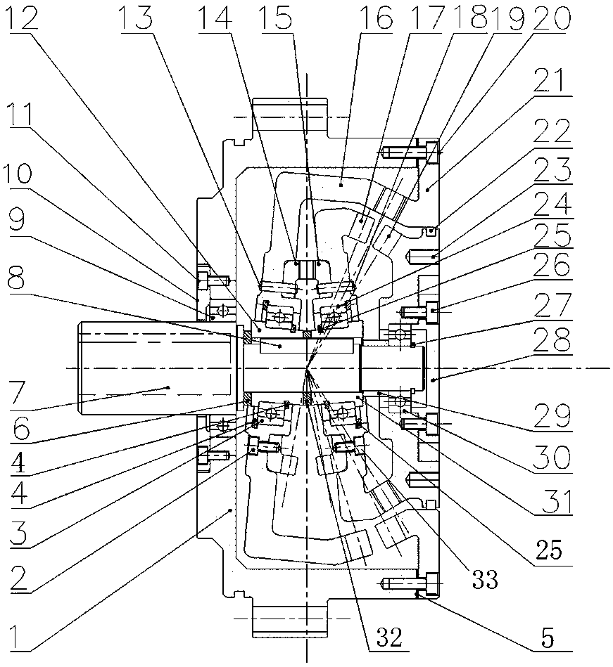 Novel double-sided meshing double-arc bevel gear nutation reducer and working method thereof