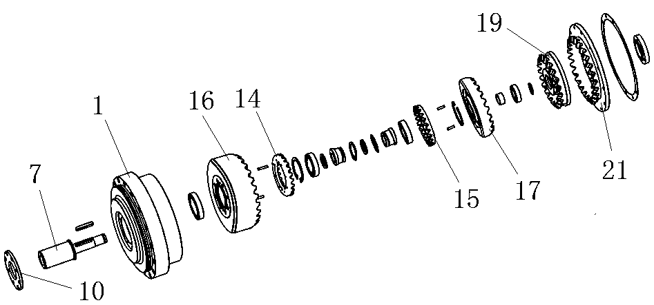 Novel double-sided meshing double-arc bevel gear nutation reducer and working method thereof