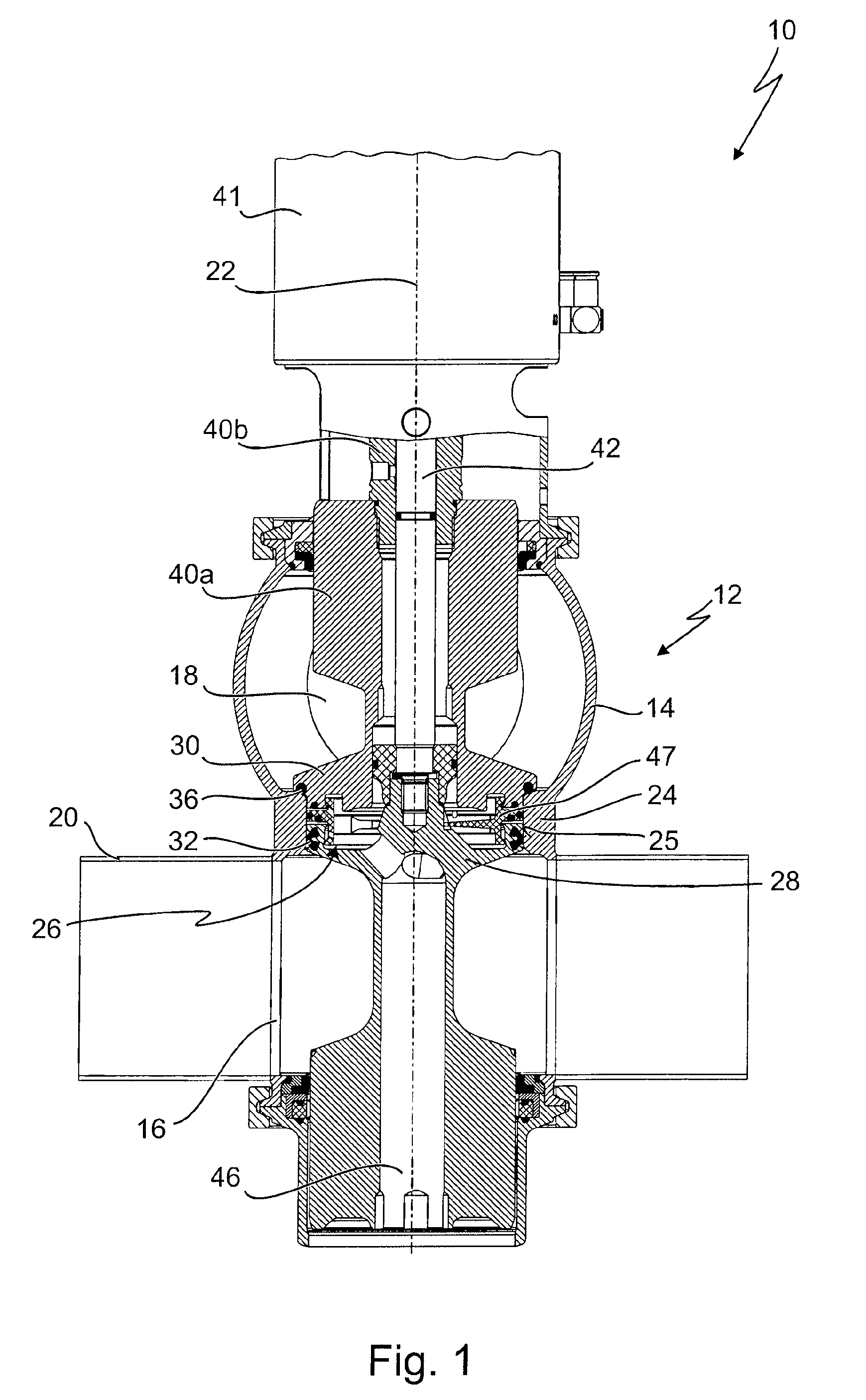 Valve for product-guiding processing plant