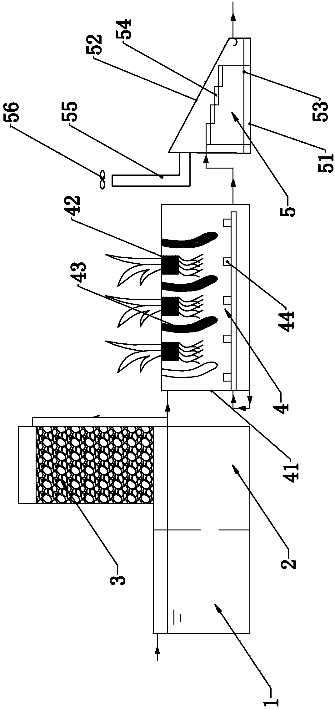 Device for treating high-concentration ammonia nitrogen sewage and process for treating high-concentration ammonia nitrogen sewage using device