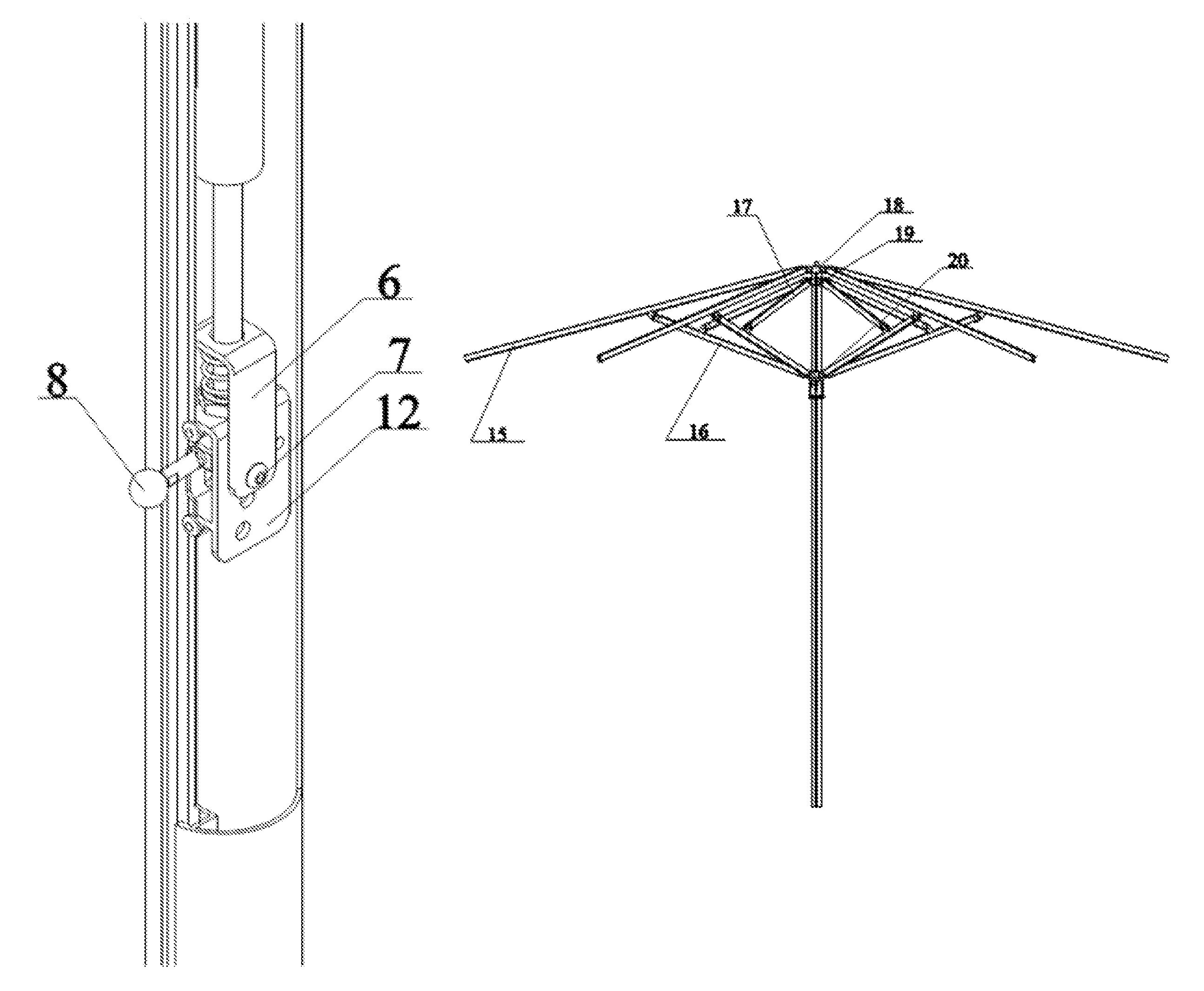 Controllable automatic umbrella unfolding device