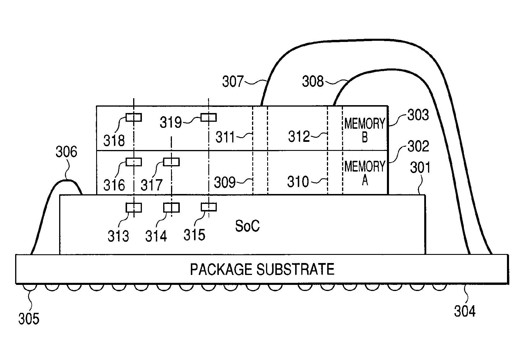 Semiconductor device with offset stacked integrated circuits