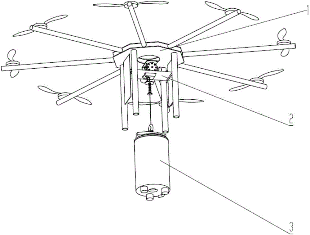 Suspension type UAV (unmanned aerial vehicle) water sampler system