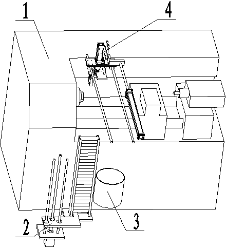 Automatic feeding and discharging device for six-corner-rod numerical control lathe