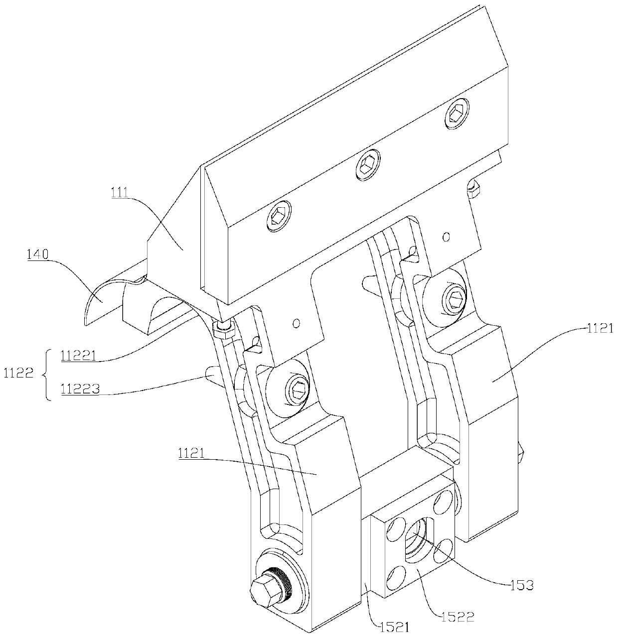 Knife rest structure, knife blade structure, knife blade mechanism, and rotary drum structure