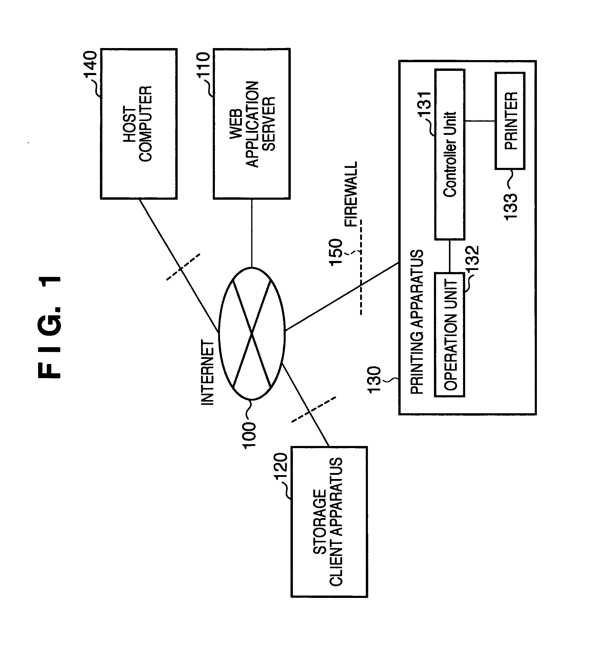 Printing system, control method, storage client apparatus, printing apparatus, and web application server