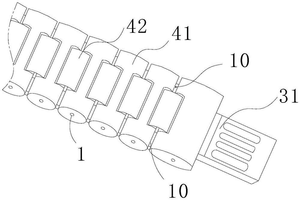 Composite chain belt and chain belt manufacturing method