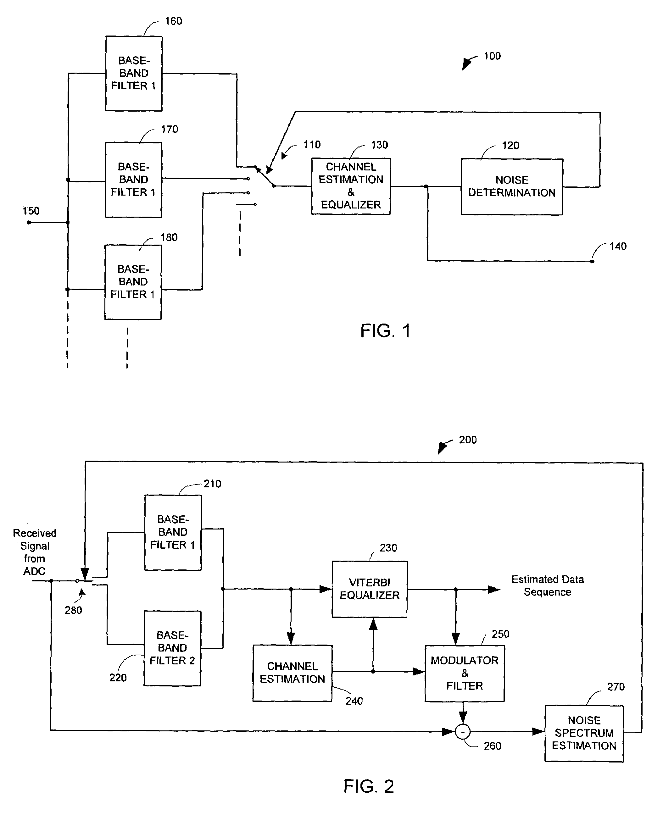 Arrangement for adaptive baseband filter selection