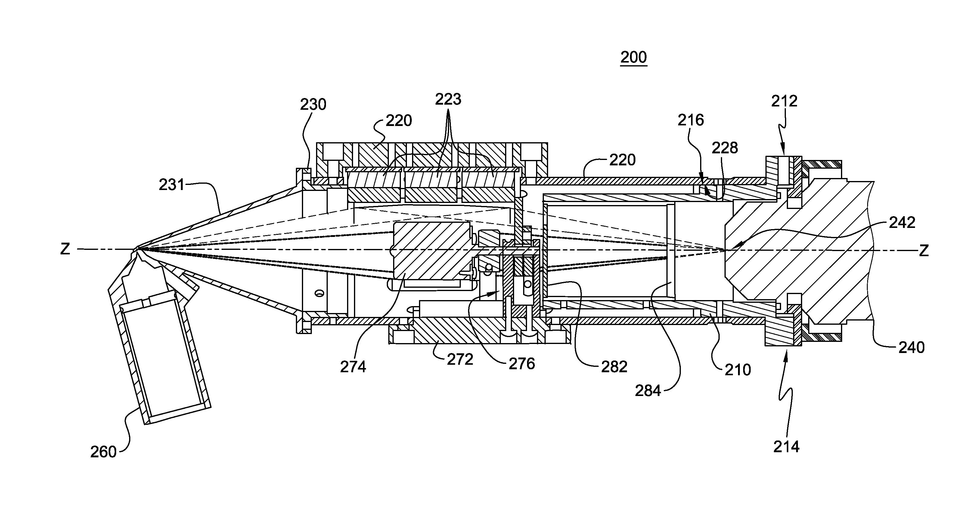 Xrf system having multiple excitation energy bands in highly aligned package