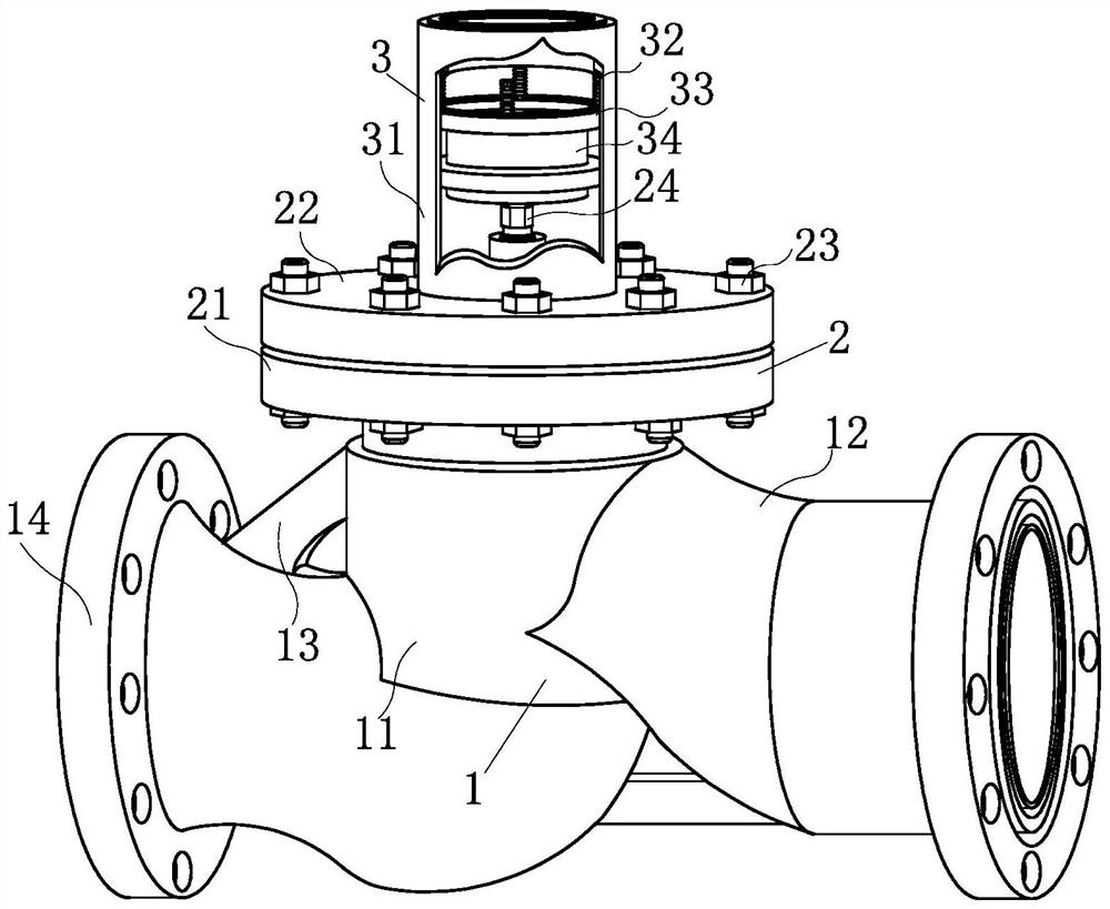 A valve with a guide assembly