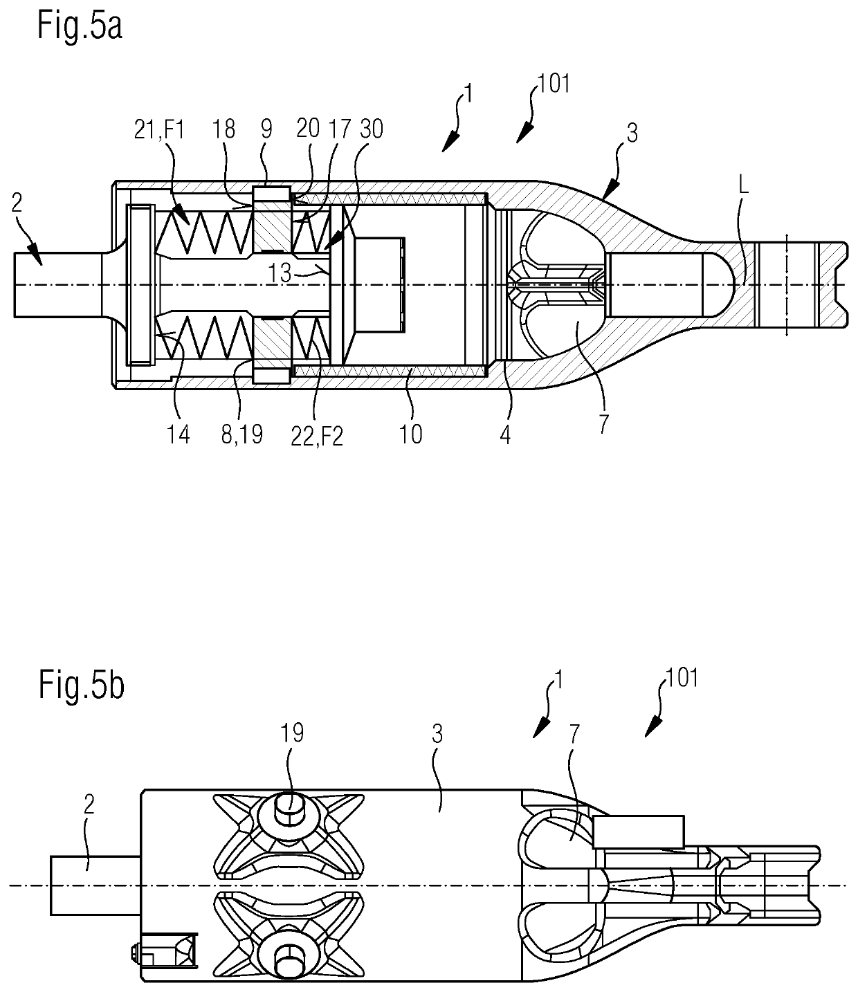 Traction-impact device and force transmission unit having such a traction-impact device