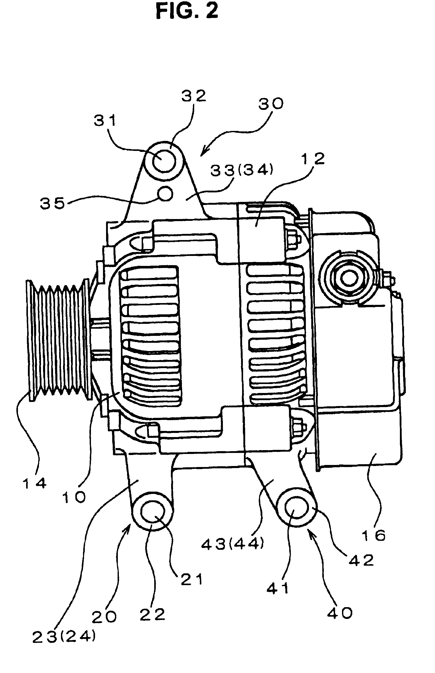 Vehicle-use alternator enabling accurate control of position and attitude of the alternator during an operation of mounting the alternator in a vehicle