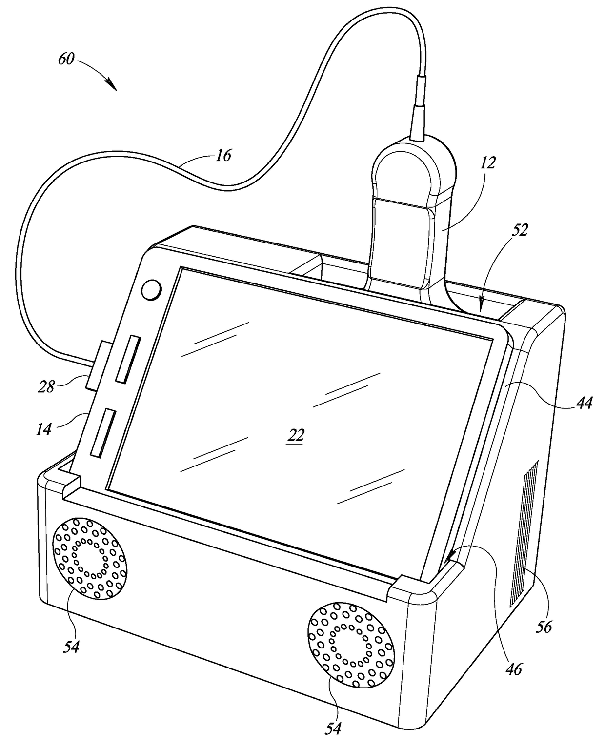 Ultrasound system with docking station and dockable ultrasound probe