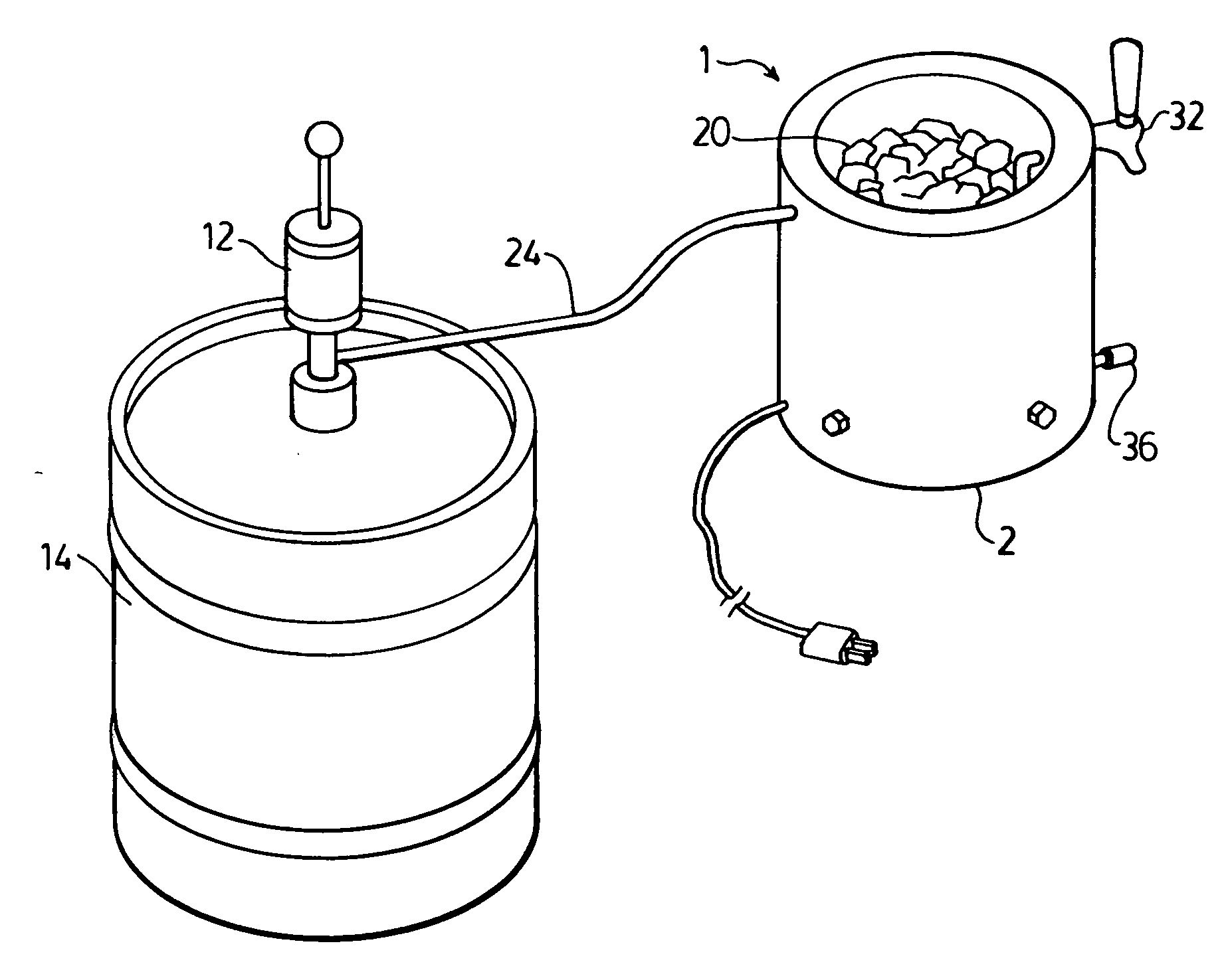 Portable apparatus for chilling draught beverages