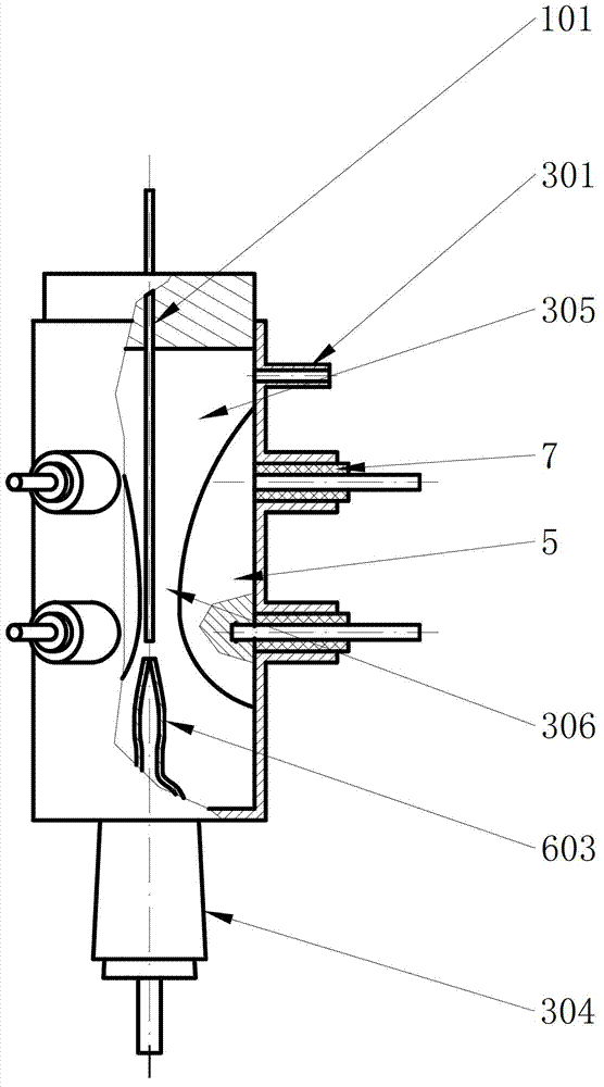 Three-blade-electrode type sliding electric arc discharging plasma generating device
