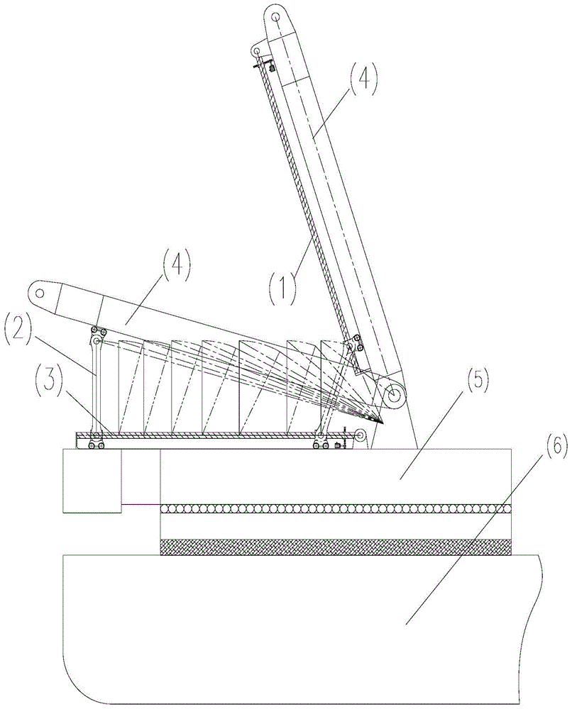 Landing gear for stepping moving type propeller strut of floating crane and landing steps of landing gear