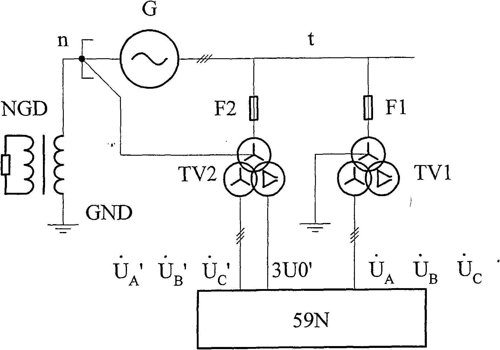 Judgment method of line breakage of special TV for inter-turn protection of generator