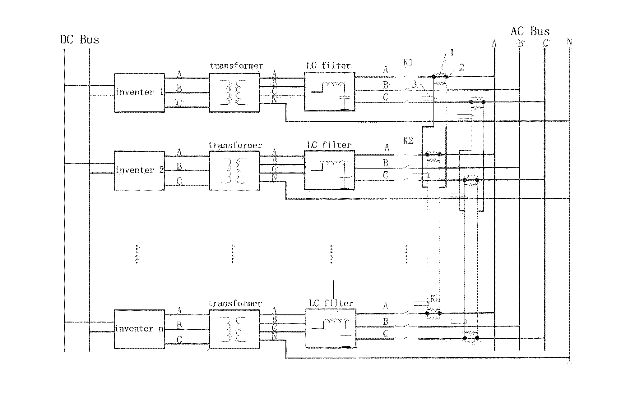 System and method for parallel power supply control for auxiliary converters of motor train unit in presence of interconnecting lines