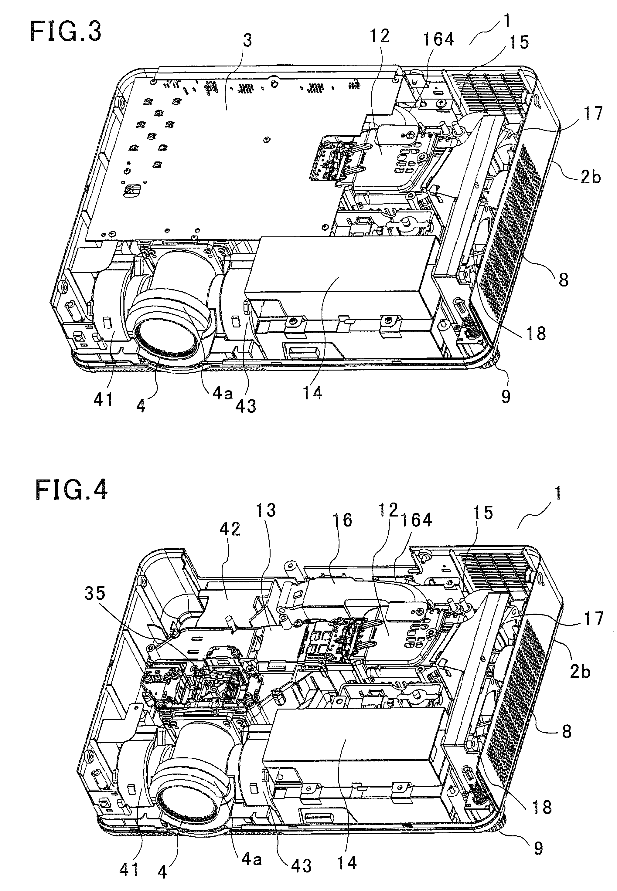 Projection image display apparatus having a noise removal filter portion