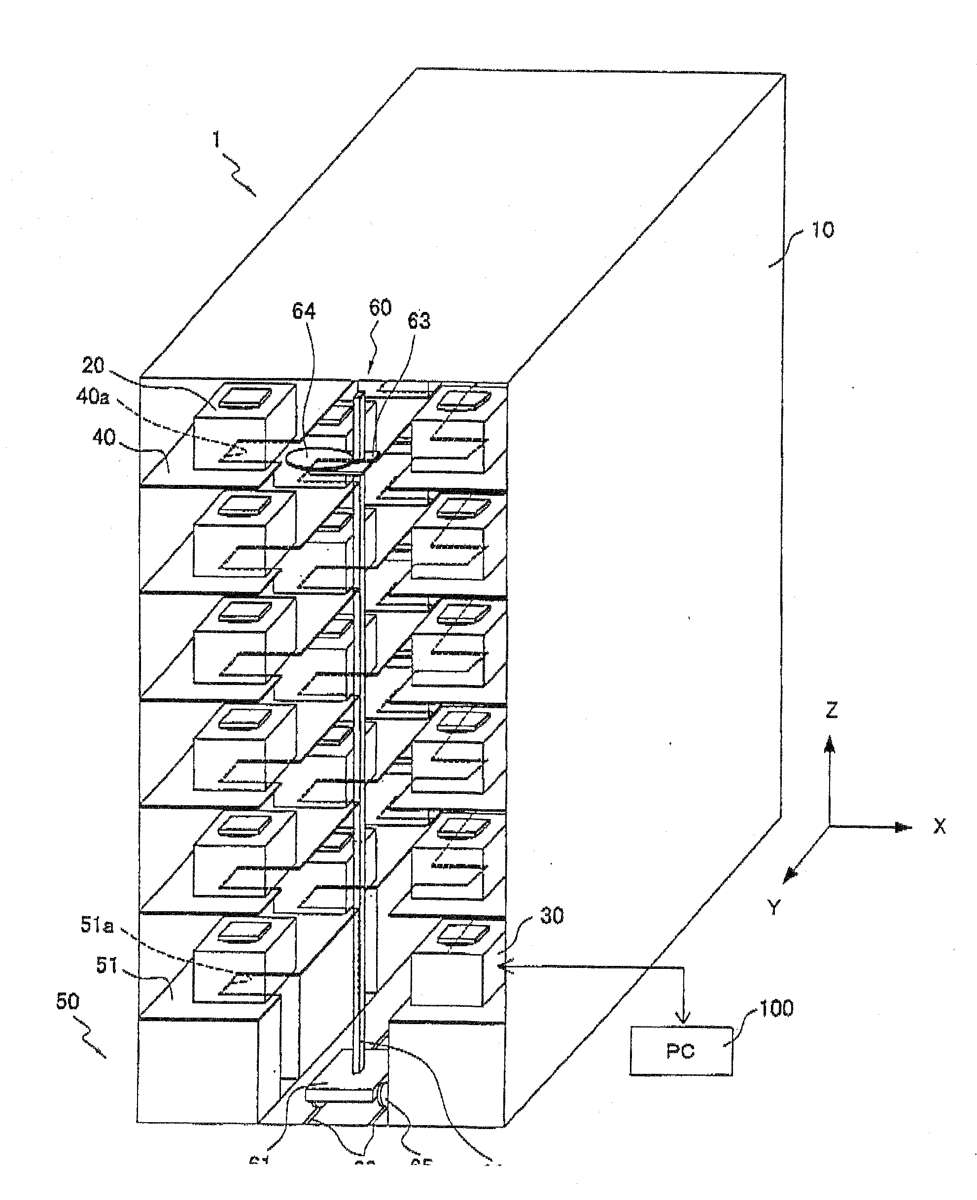 Container transport system and measurement container
