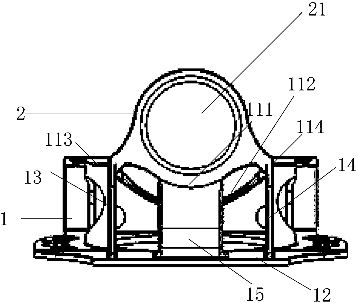 Component for combining bearing pedestal and front frame and wind generating set