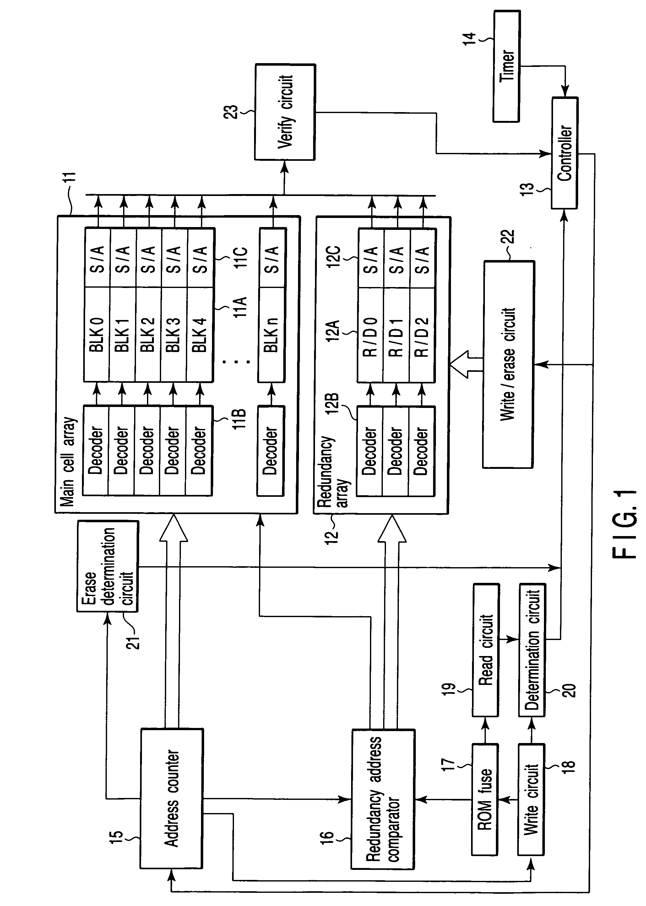 Nonvolatile semiconductor memory including redundant cell for replacing defective cell
