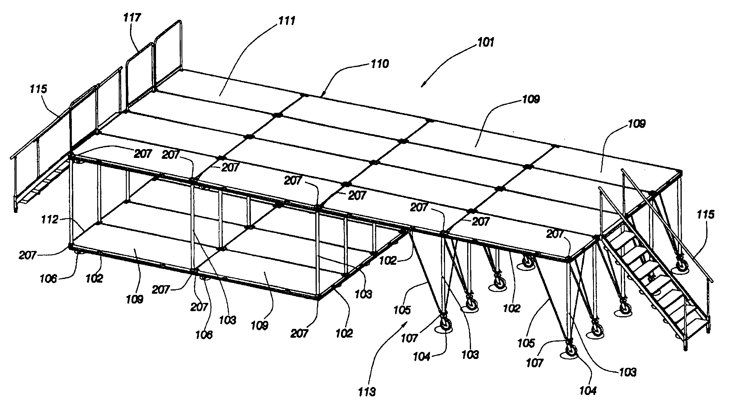 Portable locking support and platform system