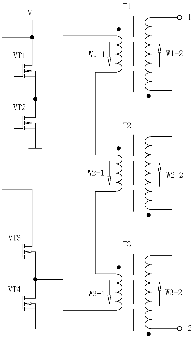 A power output circuit of a high voltage power supply