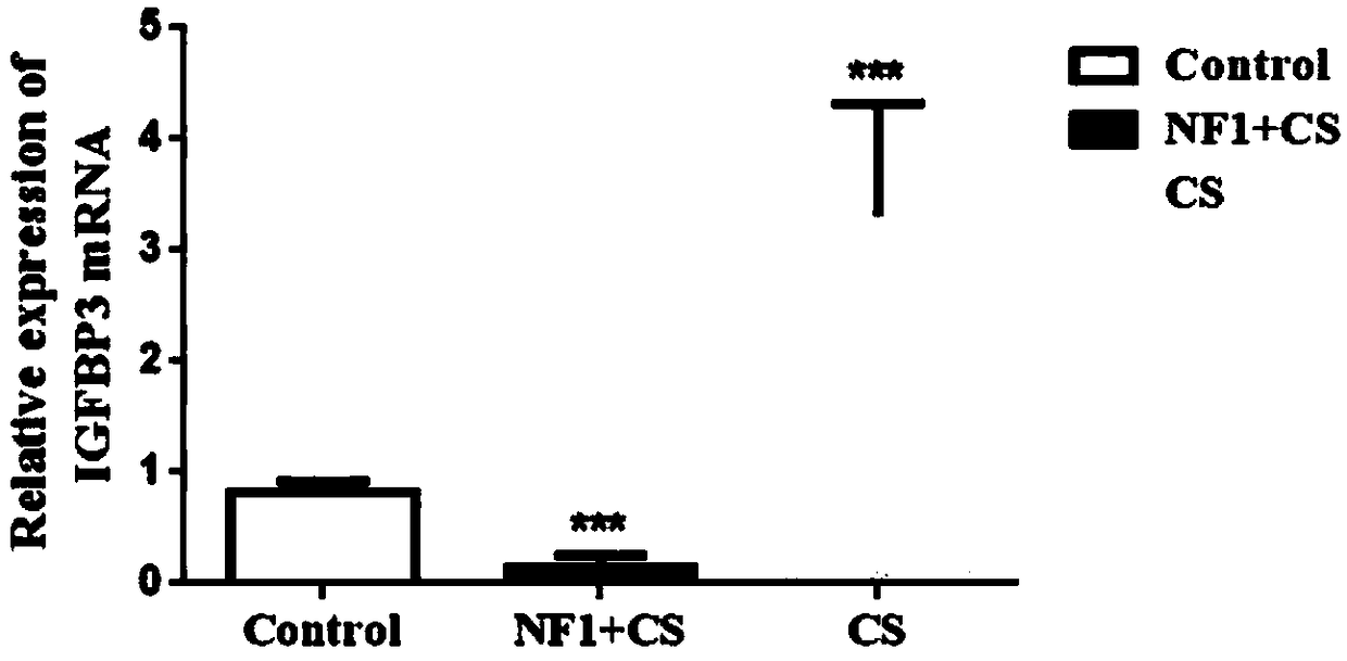 Application of IGFBP3 (insulin-like growth factor-binding protein 3) in preparation of products to diagnose type I neurofibromatosis with spinal deformity