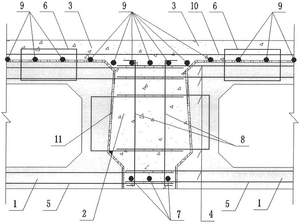 Novel hollow plate hinge joint structure and construction method thereof