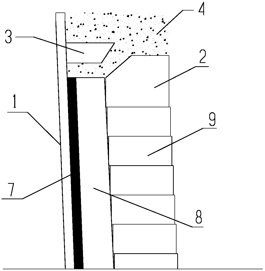 Molten steel tank edge masonry construction without gland plate and construction method of molten steel tank edge masonry construction