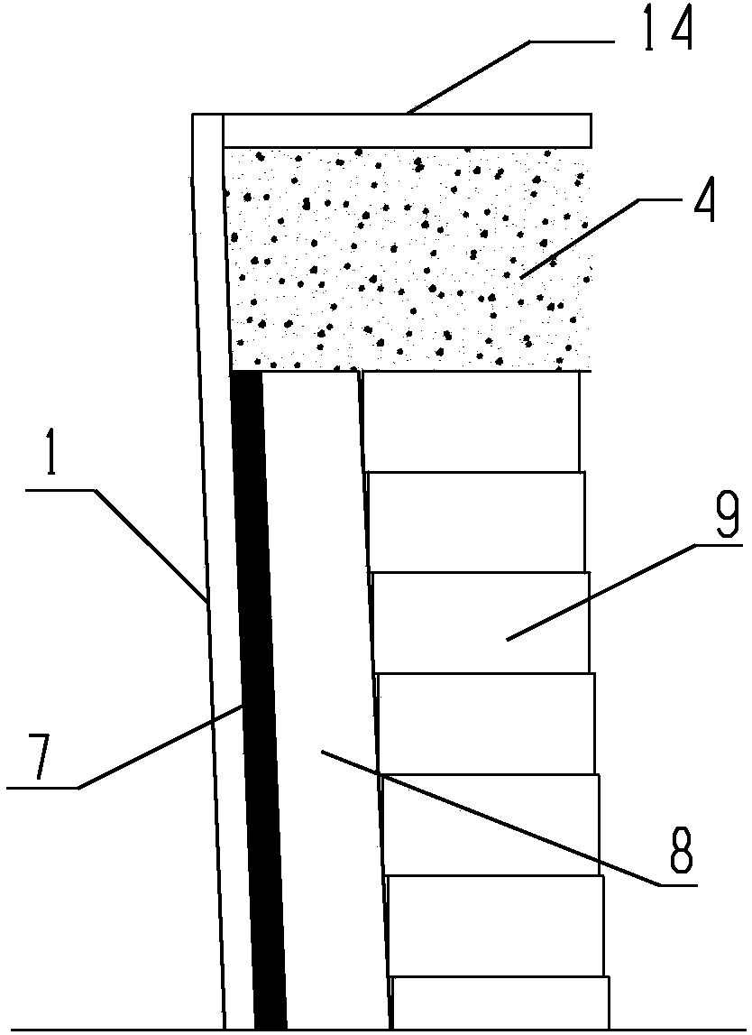 Molten steel tank edge masonry construction without gland plate and construction method of molten steel tank edge masonry construction