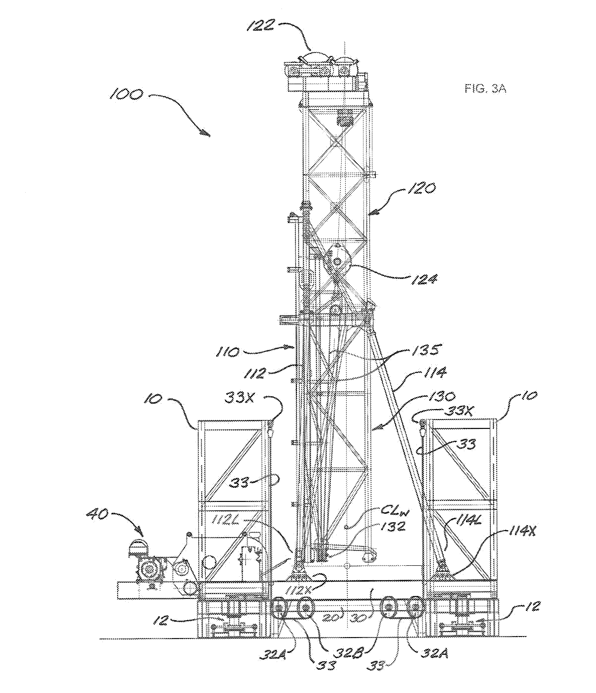 Drilling rig system with self-elevating drill floor