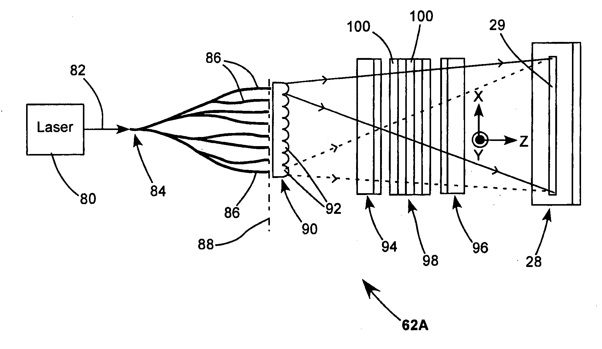 Speckle reduction in laser illuminated projection displays having a one-dimensional spatial light modulator