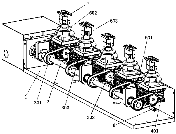One-driving-multi-station synchronous turbine transmission mechanism