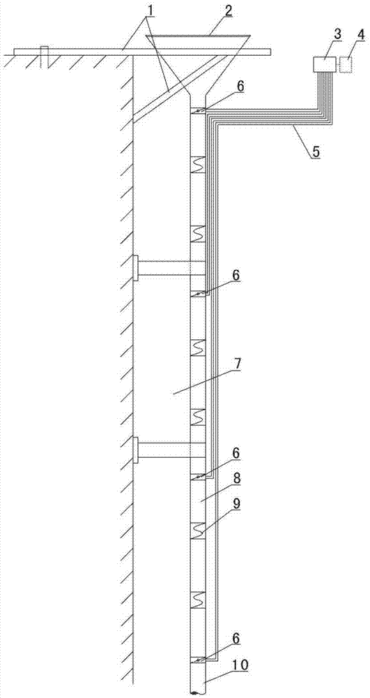 Vertical gravitational flow conveying device for concrete
