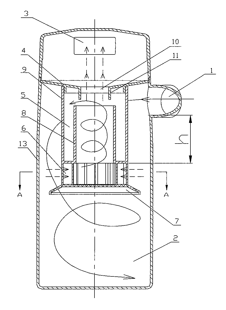 Dust collector cup of fall centrifugal separation type