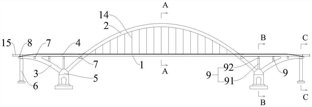 Half-through arch bridge suitable for ultra-high-speed railway