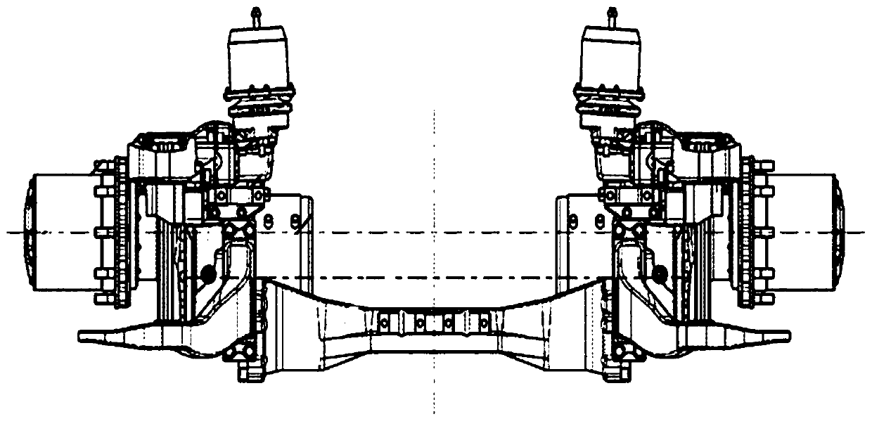 An electric wheel assembly, an axle and a vehicle suitable for twin-tyre parallel mounted wheels