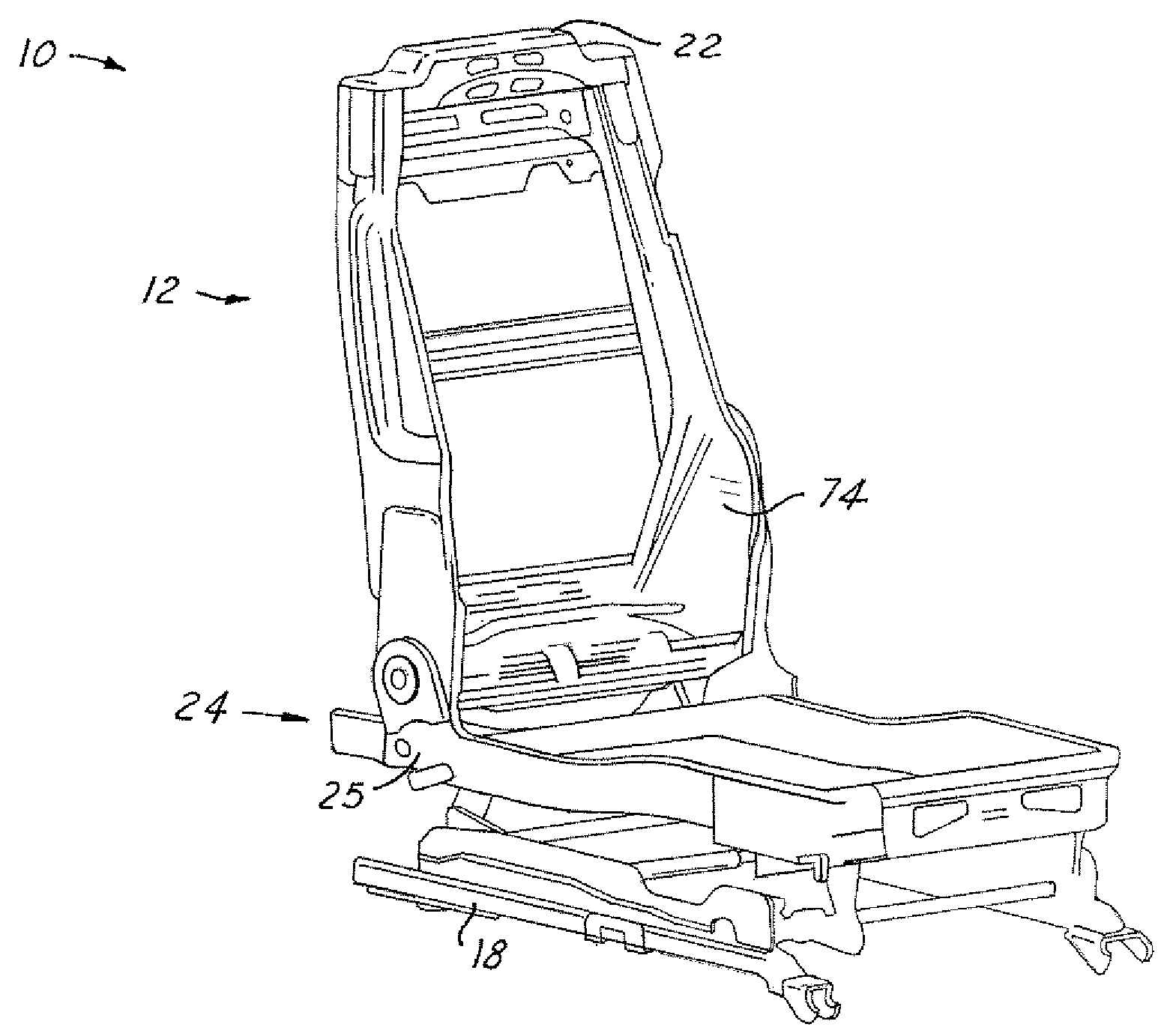 Automotive seat assembly with improved side impact rigidity