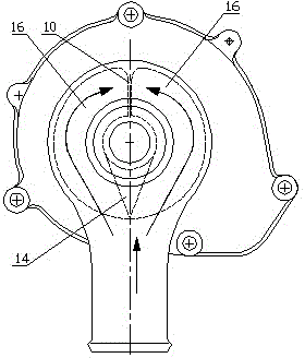 Semi-annular inclined surface symmetrical water absorption chamber cooling water pump
