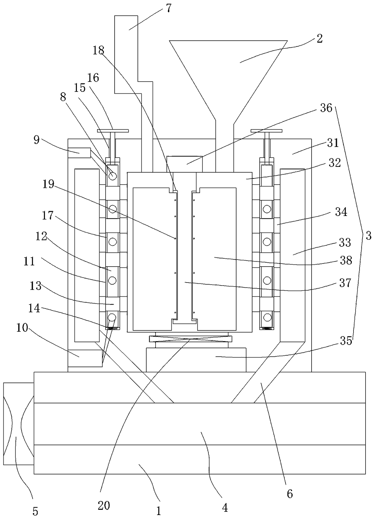 Plastic particle cooling and sorting device