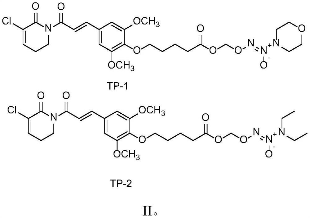 NO donor type piperlongumine derivative as well as preparation method and application thereof