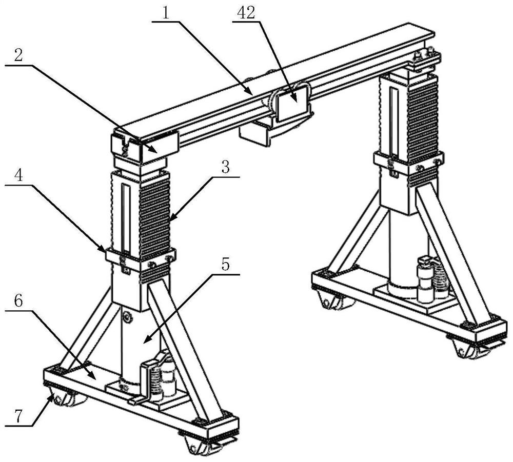 Gantry crane with adjustable span height