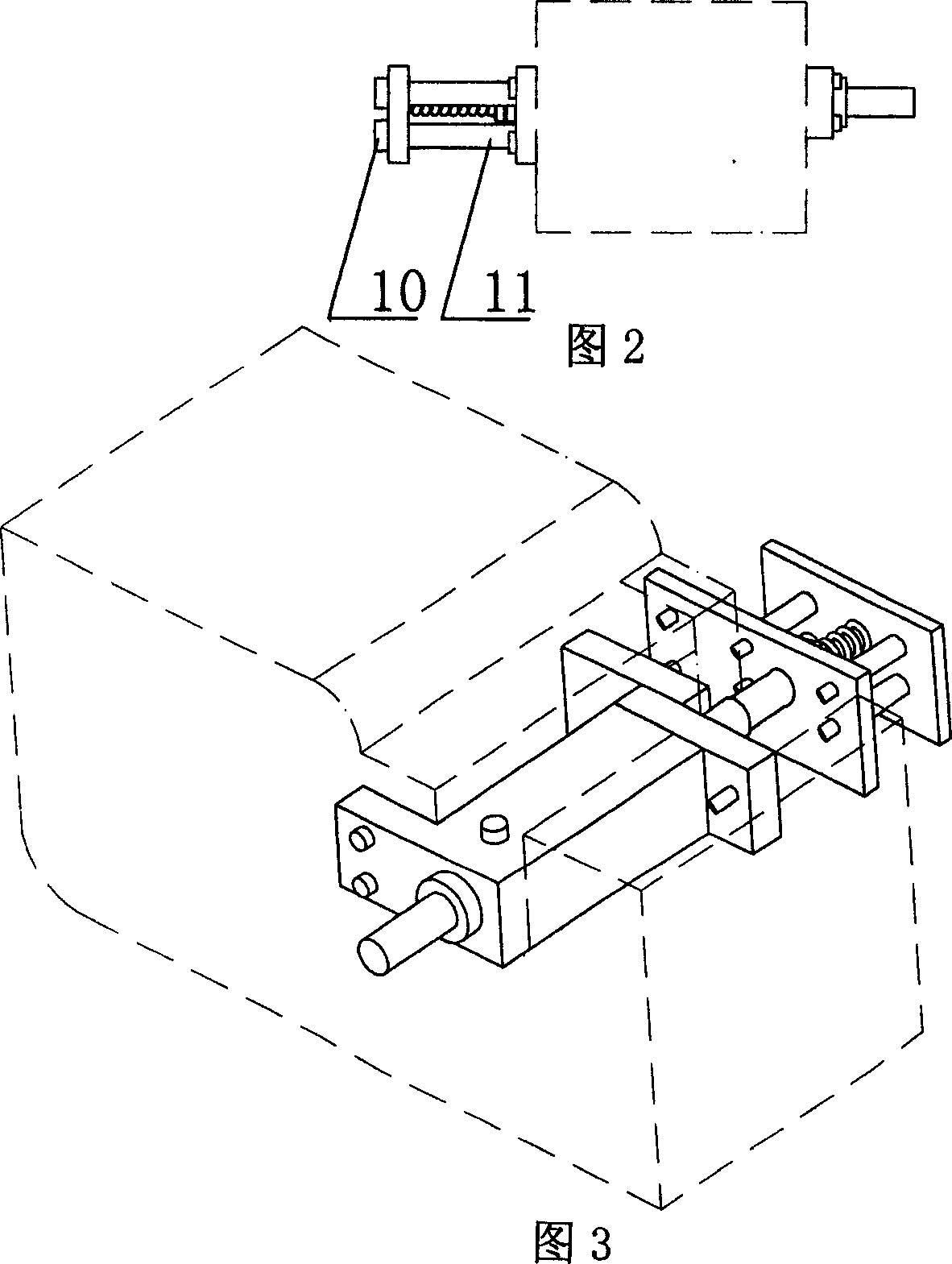 Round rod feeding device on steel bar cutter