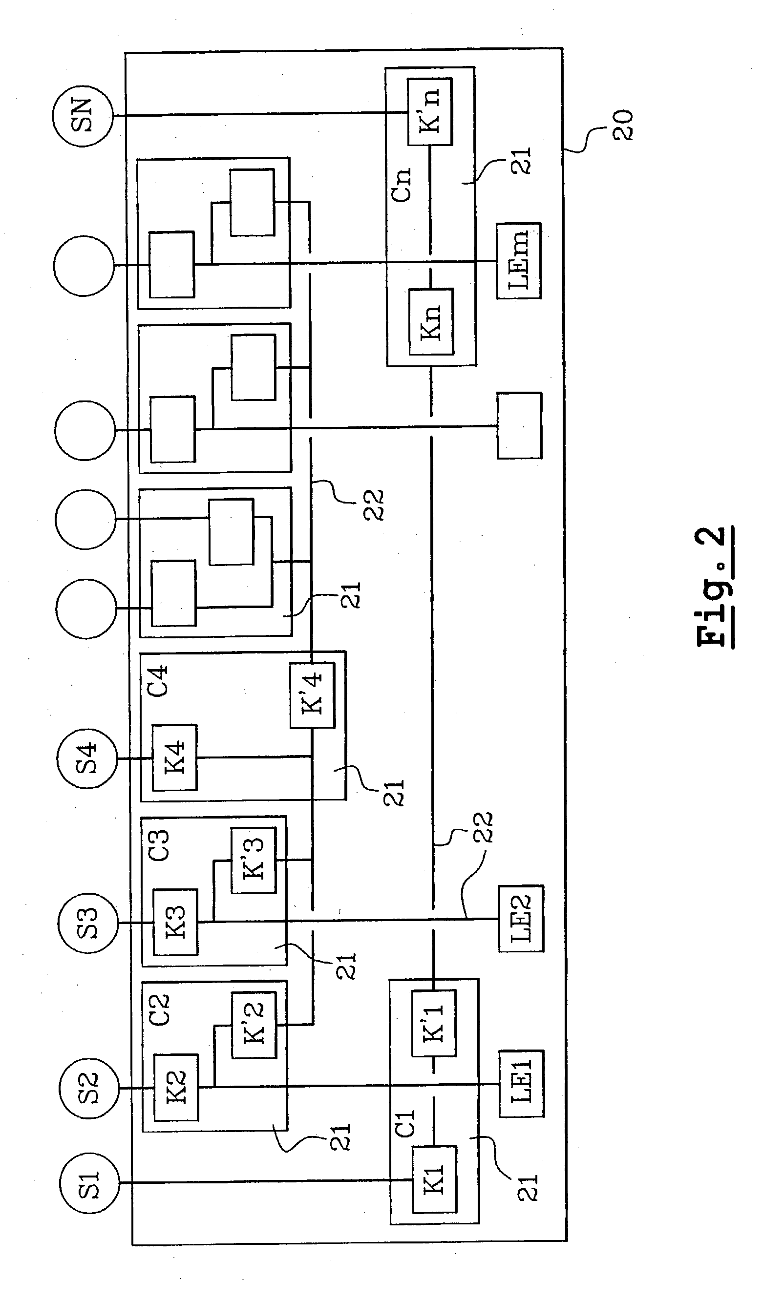 Control system and process for several actuators