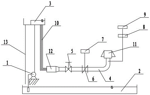 A water flow test device for an air pipe head