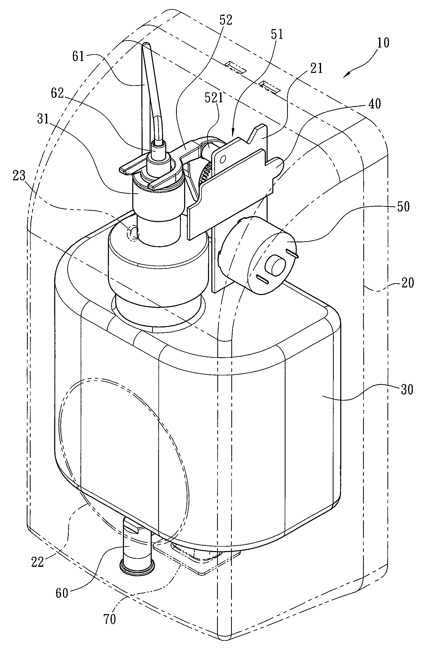 Structure of automatic foam soap dispenser