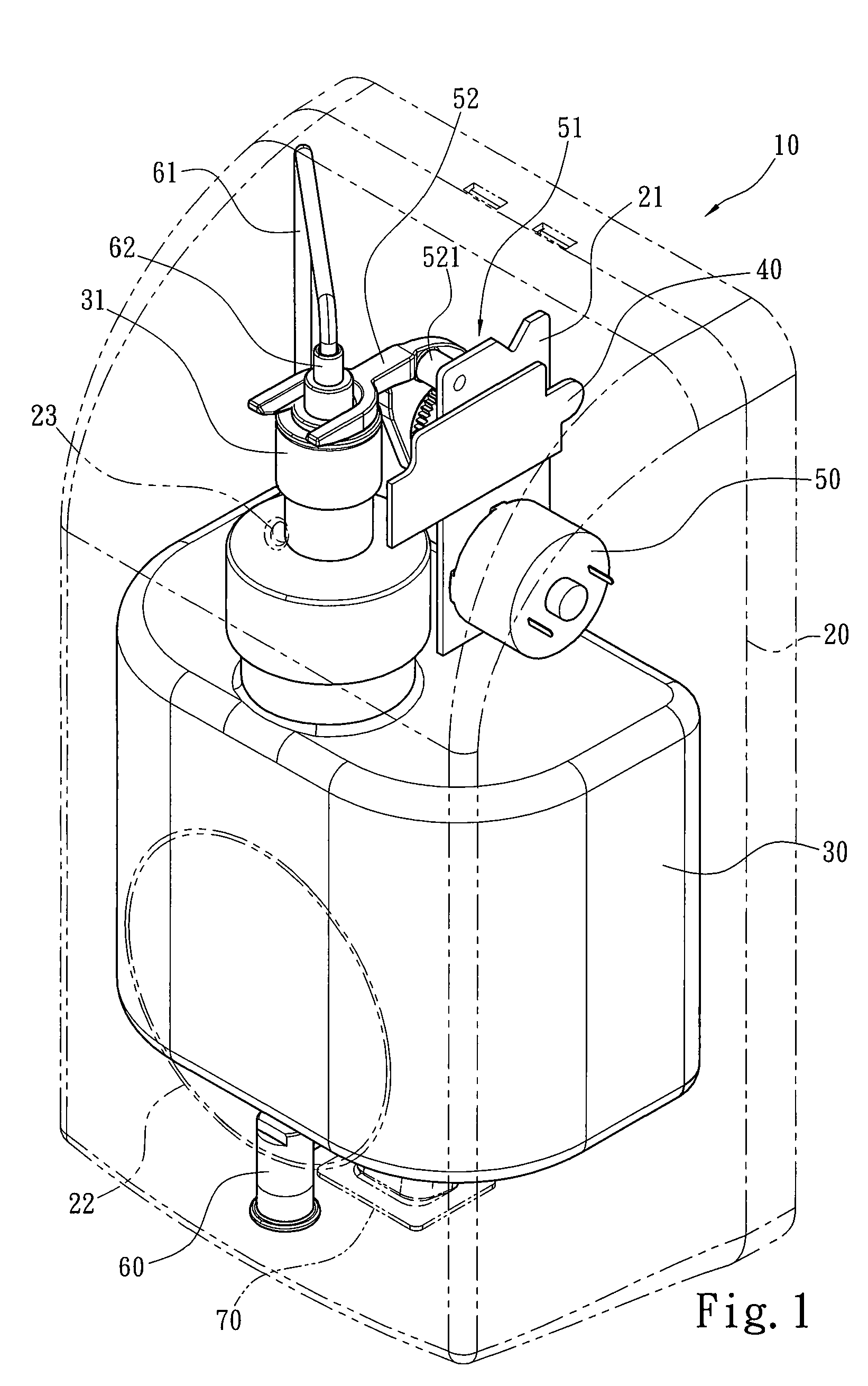 Structure of automatic foam soap dispenser
