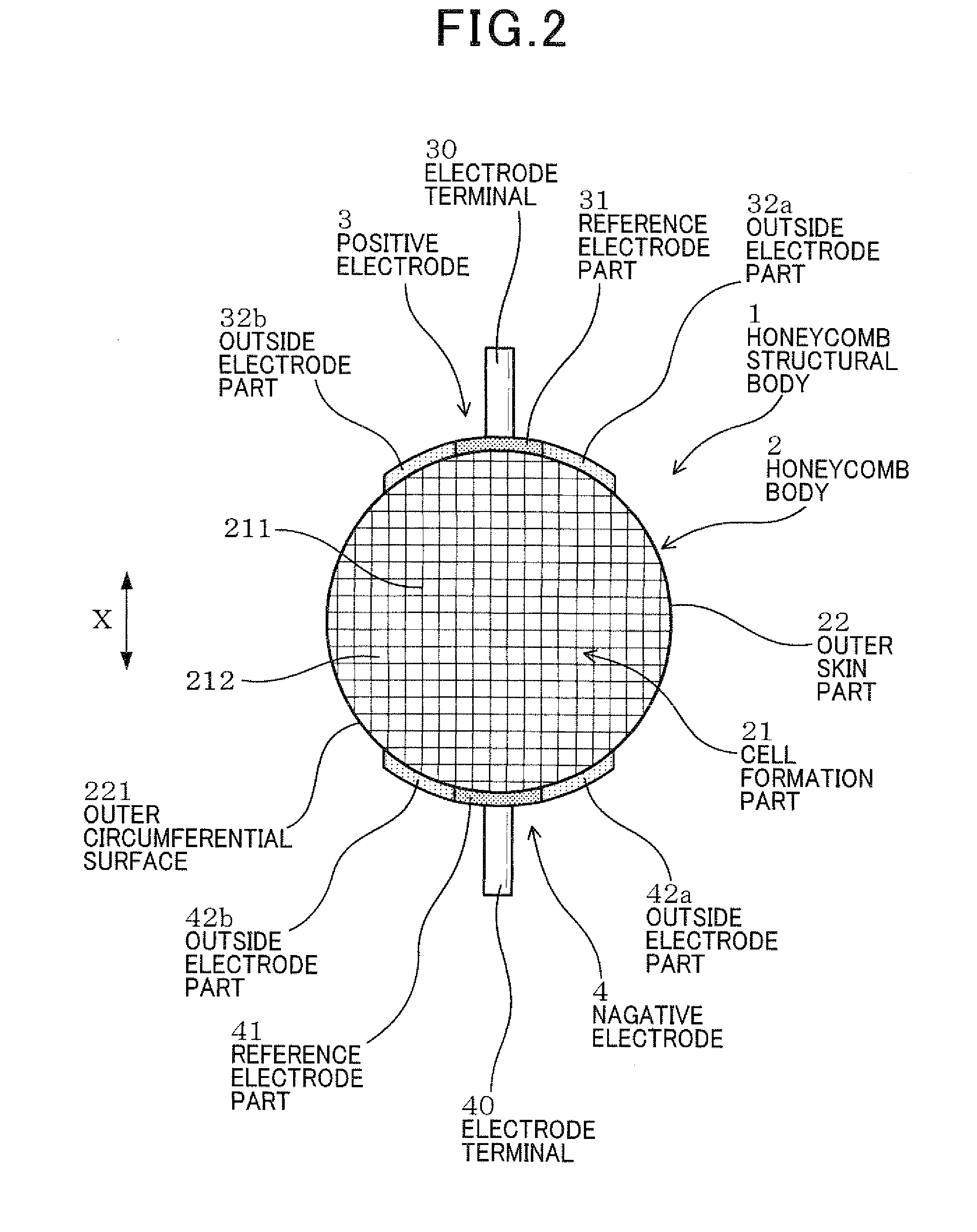 Honeycomb structural body and electrical heated catalyst device